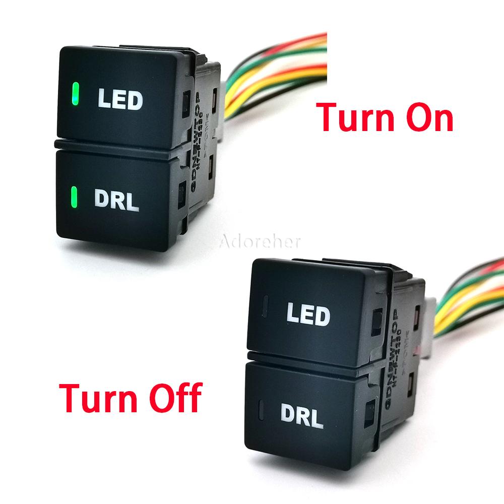 1 PC Car Power LED Light Front Rear Fog Lamps Music Mirror Heating Dual Control On Off Switch Button with Wire for Honda Switches4
