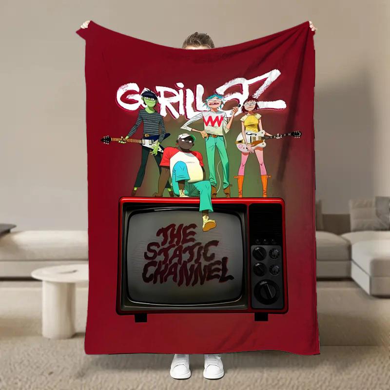 Wirtualny Zespół Rockowy Anime G-Gorillaz Miękkie Kocyki, Koc Grzewczy Komfortowy Koc na Piknik Łóżka Kanapę Domowy Sypialnia