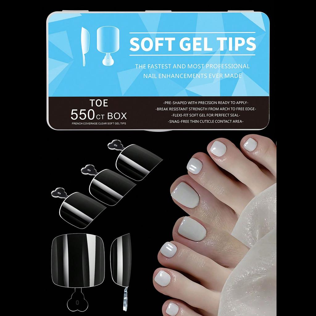 550pcs Soft Gel Nail Tips Medium Short Almond Coffin Stiletto Full Cover  Press on Nails Half Matte Acrylic DIY Extension Tools