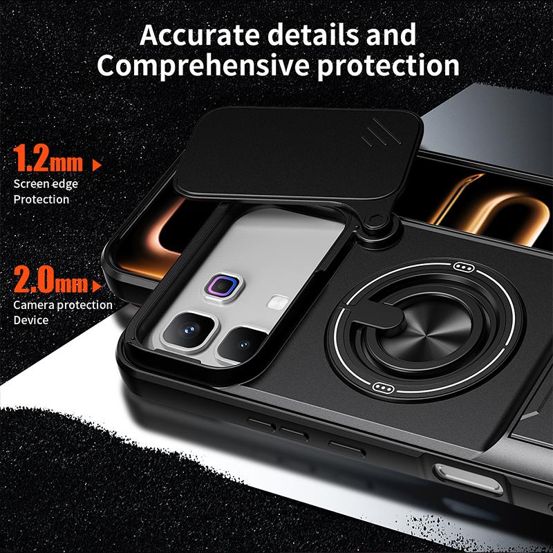 Copertura scorrevole per fotocamera per custodia Infinix Note 60 Pro 5G con supporto ad anello integrato