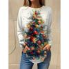 Camiseta de manga larga con cuello redondo y estampado 3D de copos de nieve con temática navideña, ropa de moda para mujer, ropa informal Y2K, ropa Harajuku para mujer