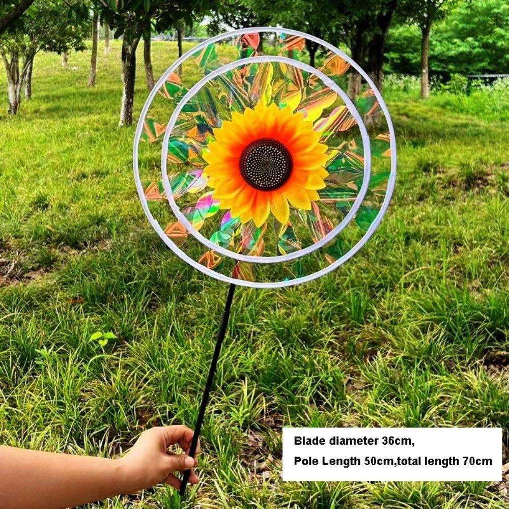 Multistyles Sunflower Windmill PVC Stake Standing Lawn Flower Pinwheel  Outdoor Party Picnic Decor