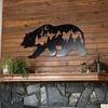 Rustic Bear In Forest Wall Art - Durable Metal Decor for Nature Enthusiasts, Perfect for Living Room & Holidays