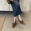 Korean version of pointed suede metal buckle with Mary Jane shoes autumn and winter fluffy light mouth single shoes