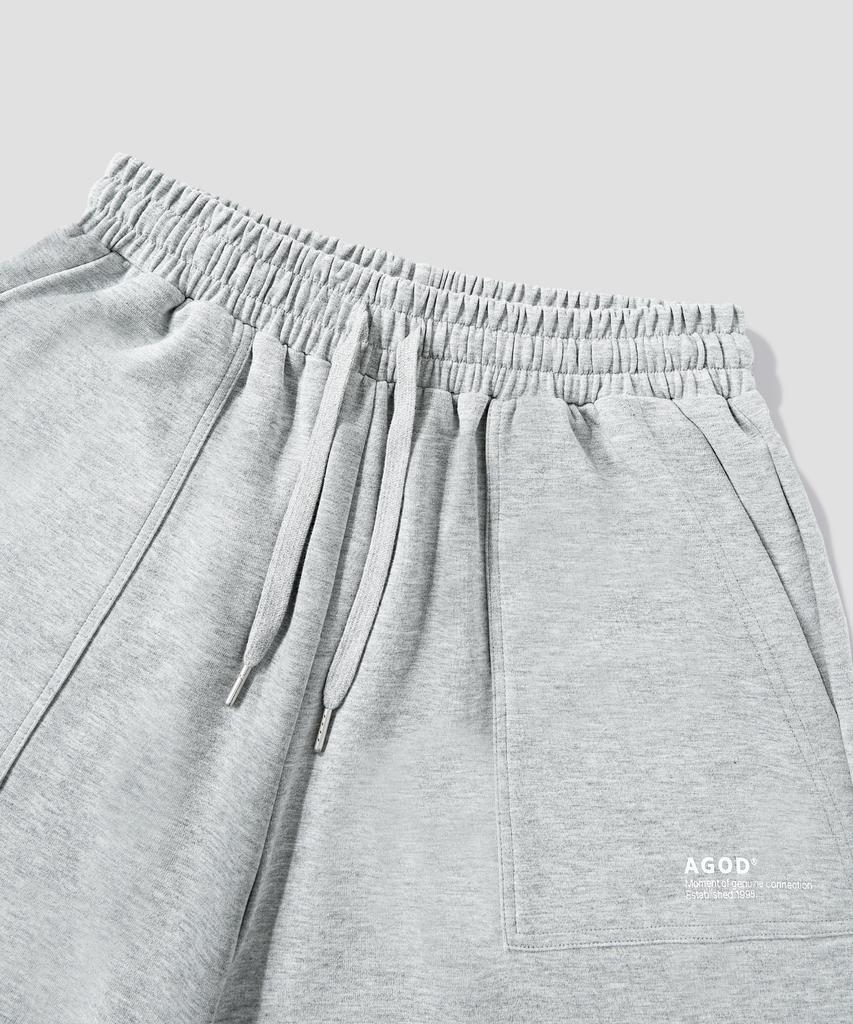 AGOD Carpenter Out Pocket Wide Sweat Shorts [Heather Grey]