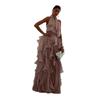 European and American Women's Clothing Summer New Temperament Elegant Ruffle Edge Pleated Slim Sleeveless Long Dress