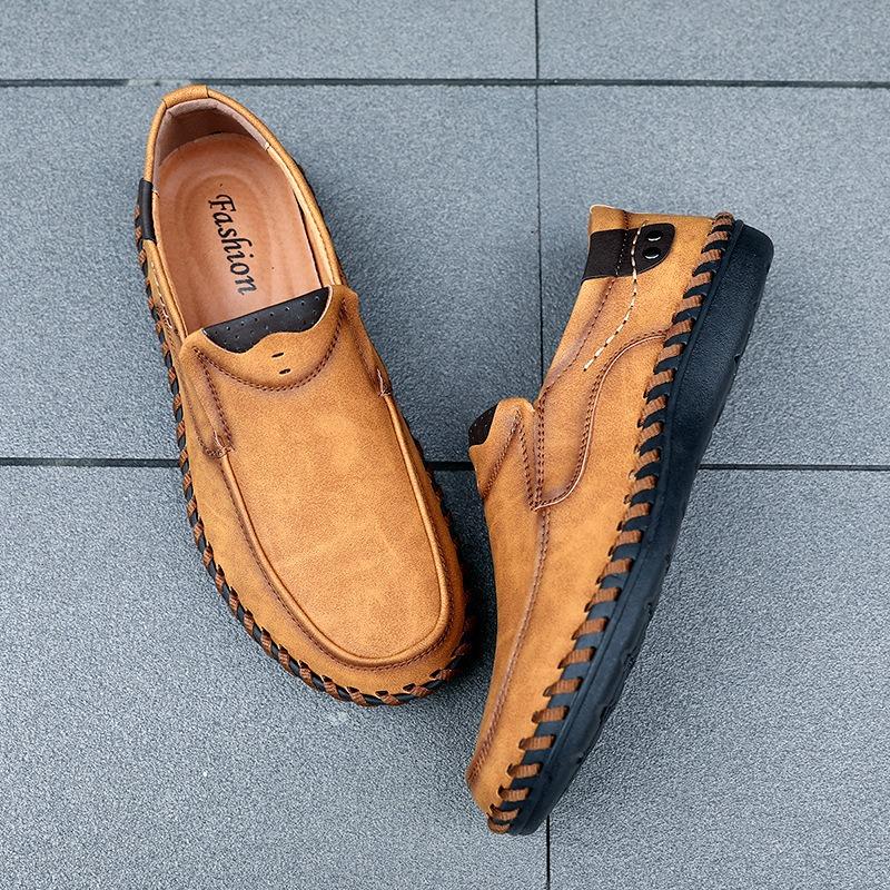 Handmade Leather Men Shoes Casual Comfortable Men Loafers Slip On Leather Shoes Men Flats Hot Sale Outdoor Walking Shoes Man
