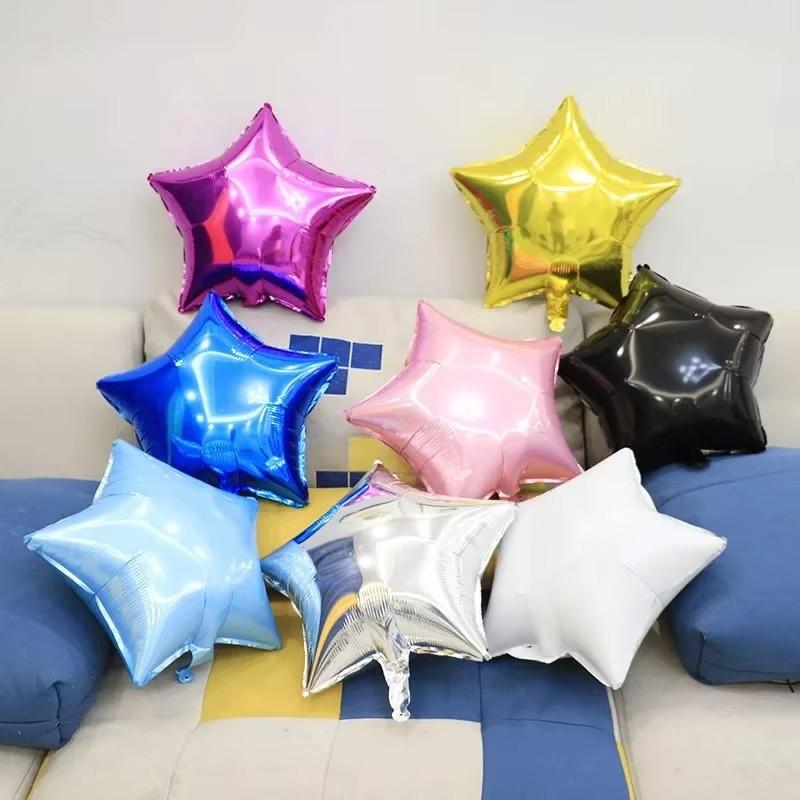 50pcs Five-point Star Aluminum Film Balloon Children Toy Gift 1st Birthday Party Wedding Decorations Pure Air Globos Supplies
