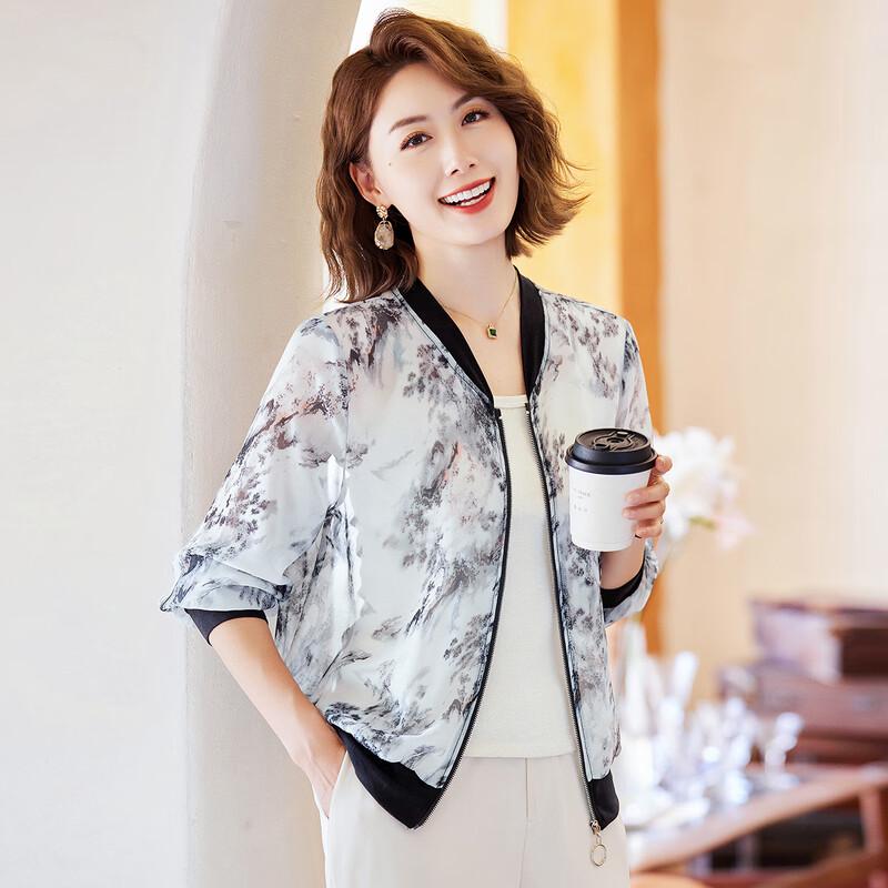 

Paster Women s Chinese Style Floral Print Baseball Jacket 2XL