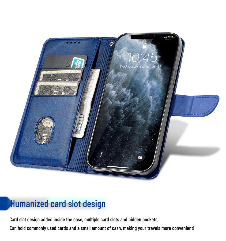 Compatible Leather Flip Case for iPhone 16, iPhone 15 Pro Max, 13, 12, 14, X, 7 Plus