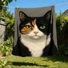 1pc Calico Cat Outdoor Flannel Blanket Soft All Season Polyester Throw , Perfect for Picnics & Travel , Picnic Accessory