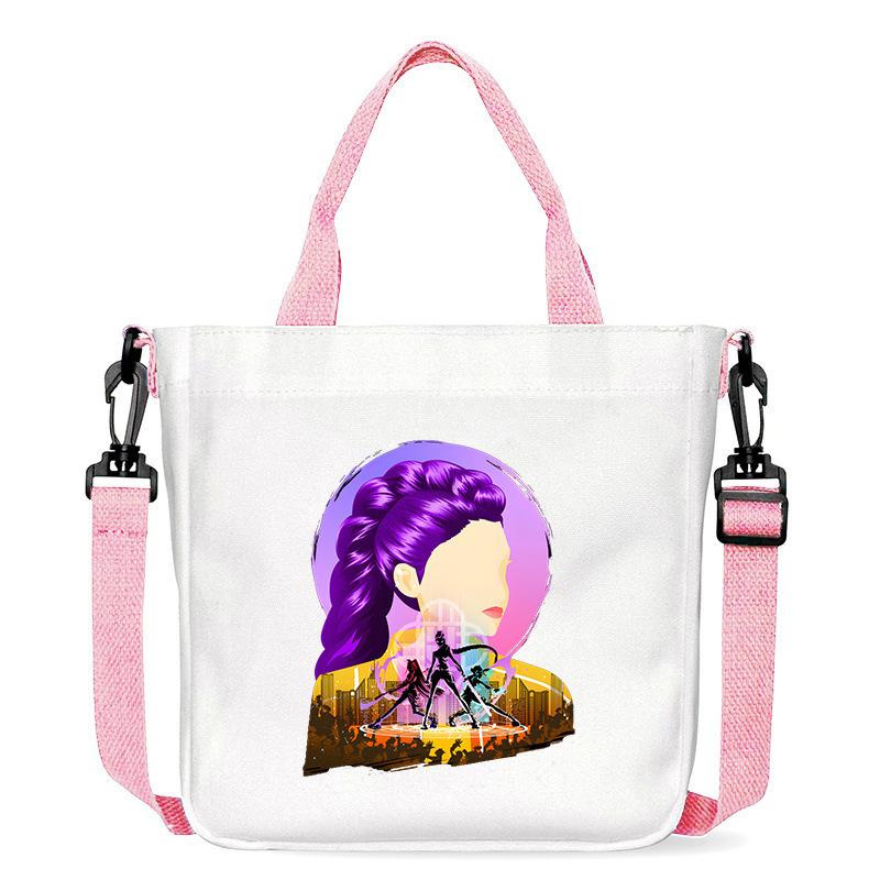 Move Demon Hunters Canvas Bag Fashion Printed Handbag Cute Cartoon Anime Commuting Portable Book Storage Bags Pocket Gifts KPOP Kid Friendly 2