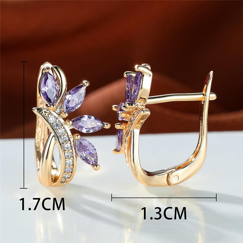 Niedliche Damen Blau Grün Stein Clip Ohrringe Anhänger Goldfarbe Weißer Zirkonstein Hochzeitsschmuck Für Frauen