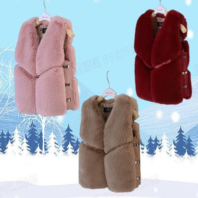 Autumn Winter New Fur Vest Boys Girls Thickening Cotton Childrens Warm New Soild Vests Outerwear Warm Waistcoats