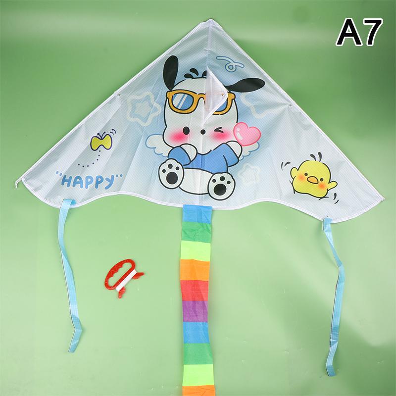 Cute Cartoon Colorful Triangle Kite Flying Toys Kite For Children Kids With 30M Kite String Outdoor Fun Sports Kites Toys
