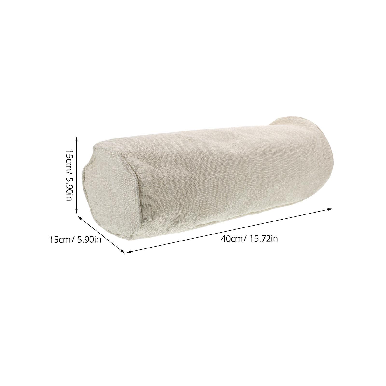 Cotton Linen Round Pillow Cover Cylinder Neck Pillow Case Ergonomic Lumbar Support Travel Neck Roll Pillowcase 15.7x5.9 Inch белый