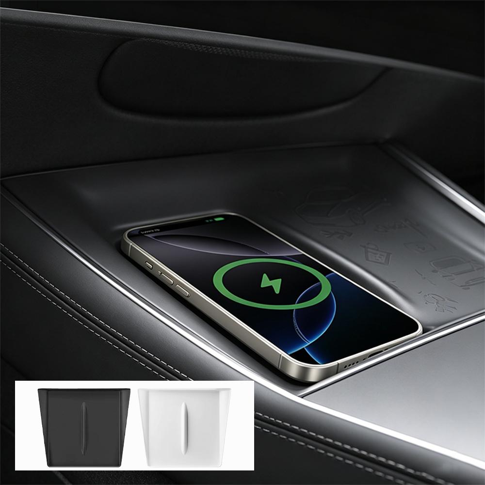 For Tesla Model 3 Highland Model Y Juniper Silicone Wireless Phone Charging Pad Central Control Charger Protector Pad Car Parts