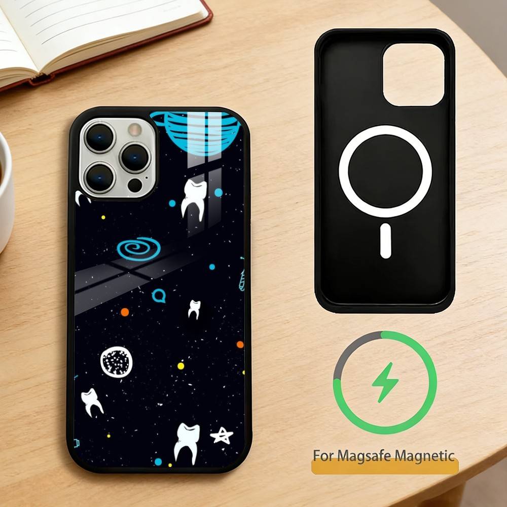 Cartoon Teeth Dentist  Phone Case For iPhone 14,16,15,13,17,12,Plus,Pro,Max Magnetic For Magsafe Frosted Cover iPhone11