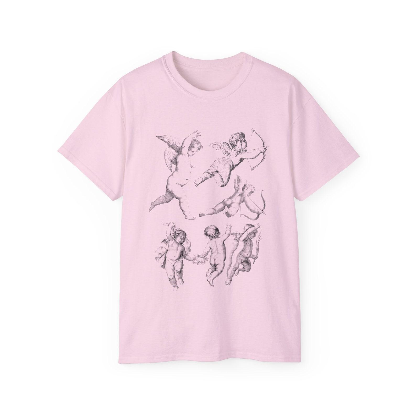Cherub Cupid Angel Wings Valentine s Day Love Lover Aesthetic Vibes Unisex Cotton T shirt 2XL