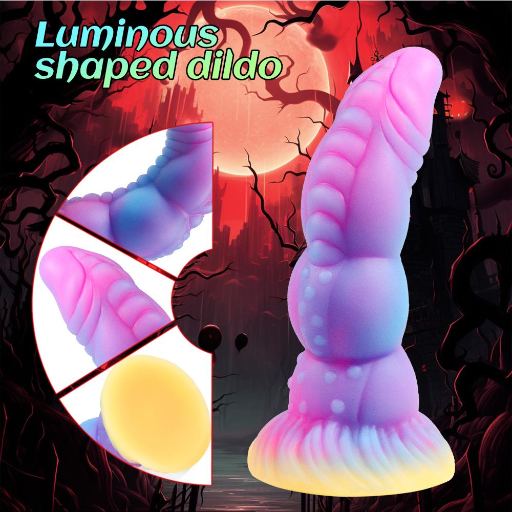 Luminous Silicone Anal Dildo Butt Plug with Suction Cup G Spot Clitoral Stimulator Prostate Massager Adult Sex Toys for Women