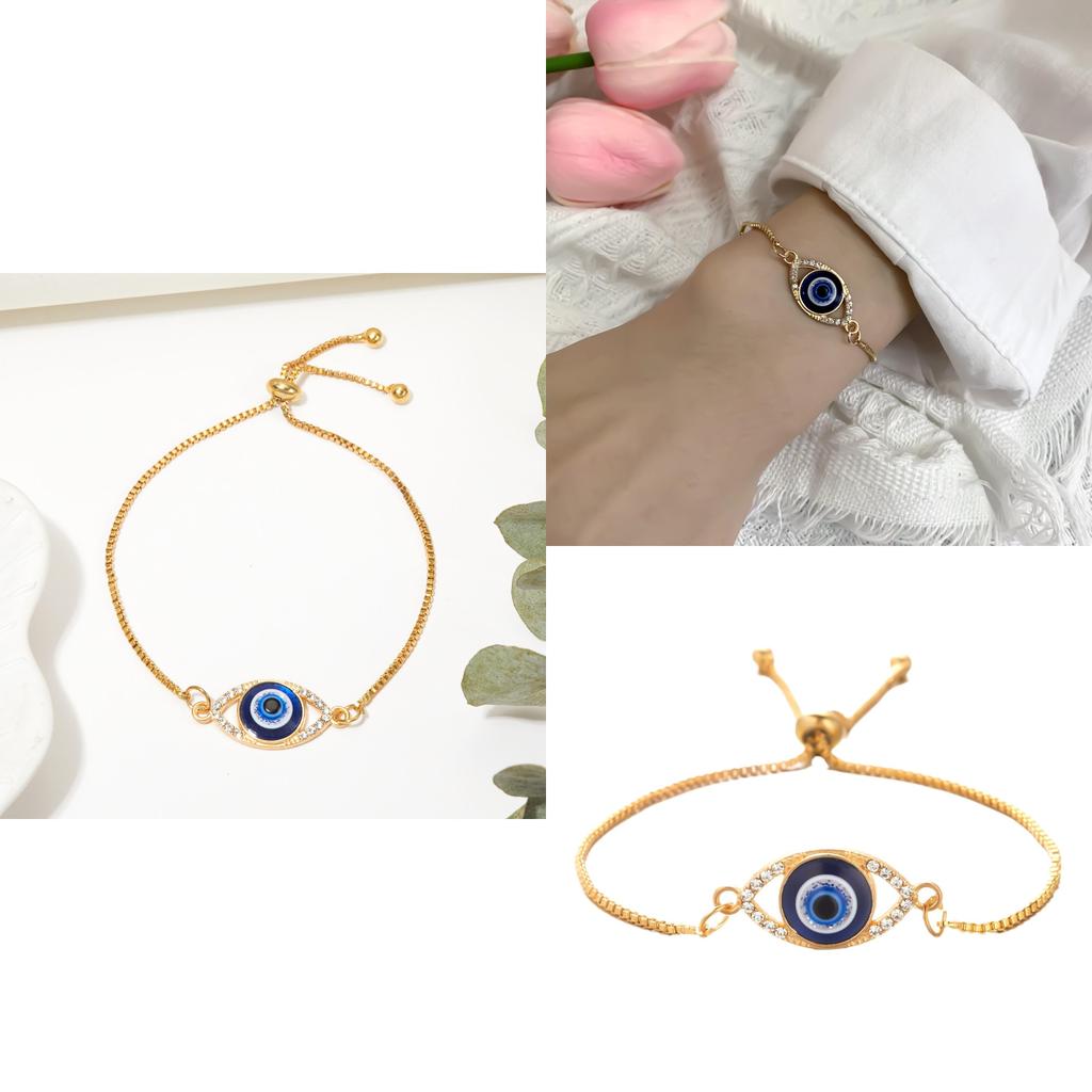 Evil Eye Bracelet For Women With Alloy And Rhinestone Accents Suitable For Gift And Fashion