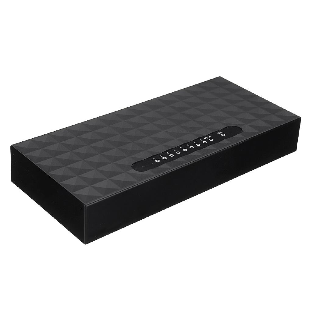 5V 10/100Mbps 8 Ports Gigabit Ethernet Network Switch Internet Hub with Power Adapter for TV Computer Games Black
