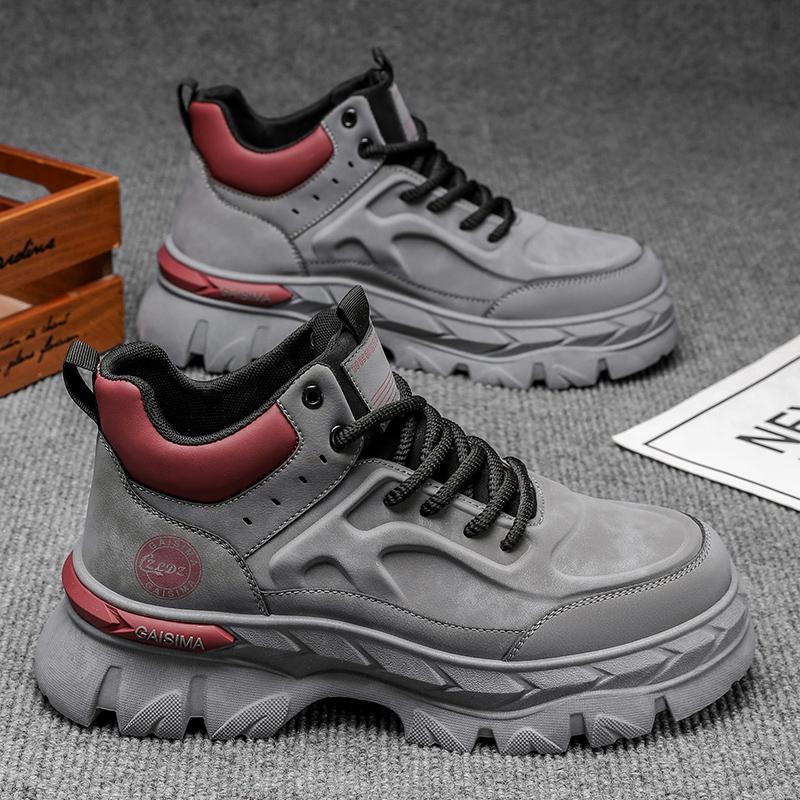 

Новые модные осенние и зимние мужские высокие ботинки martin для студентов, трендовые рабочие туфли на мягкой подошве для мальчиков, кроссовки Martin с защитой труда 44 серый