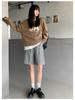 2025 Women's High Waist PU Washed Leather Bootcut Shorts - Mid-Length, Wide Leg, Loose Slimming Fit for Autumn/Winter