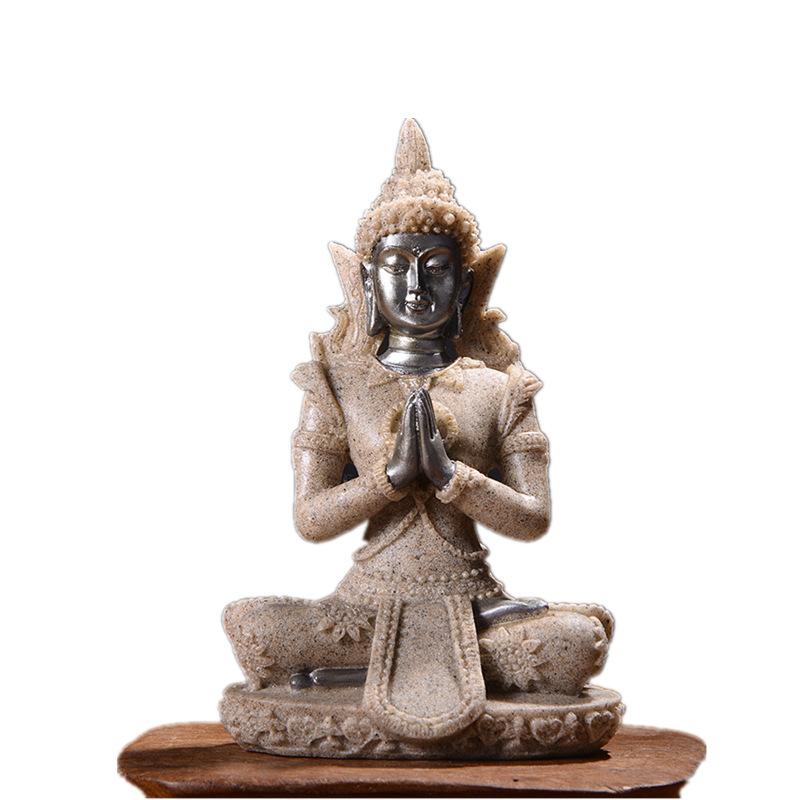Southeast Asia Buddha Statue Ornaments Mini Zen Home Living Room Entrance Decoration Resin Craft Decorations