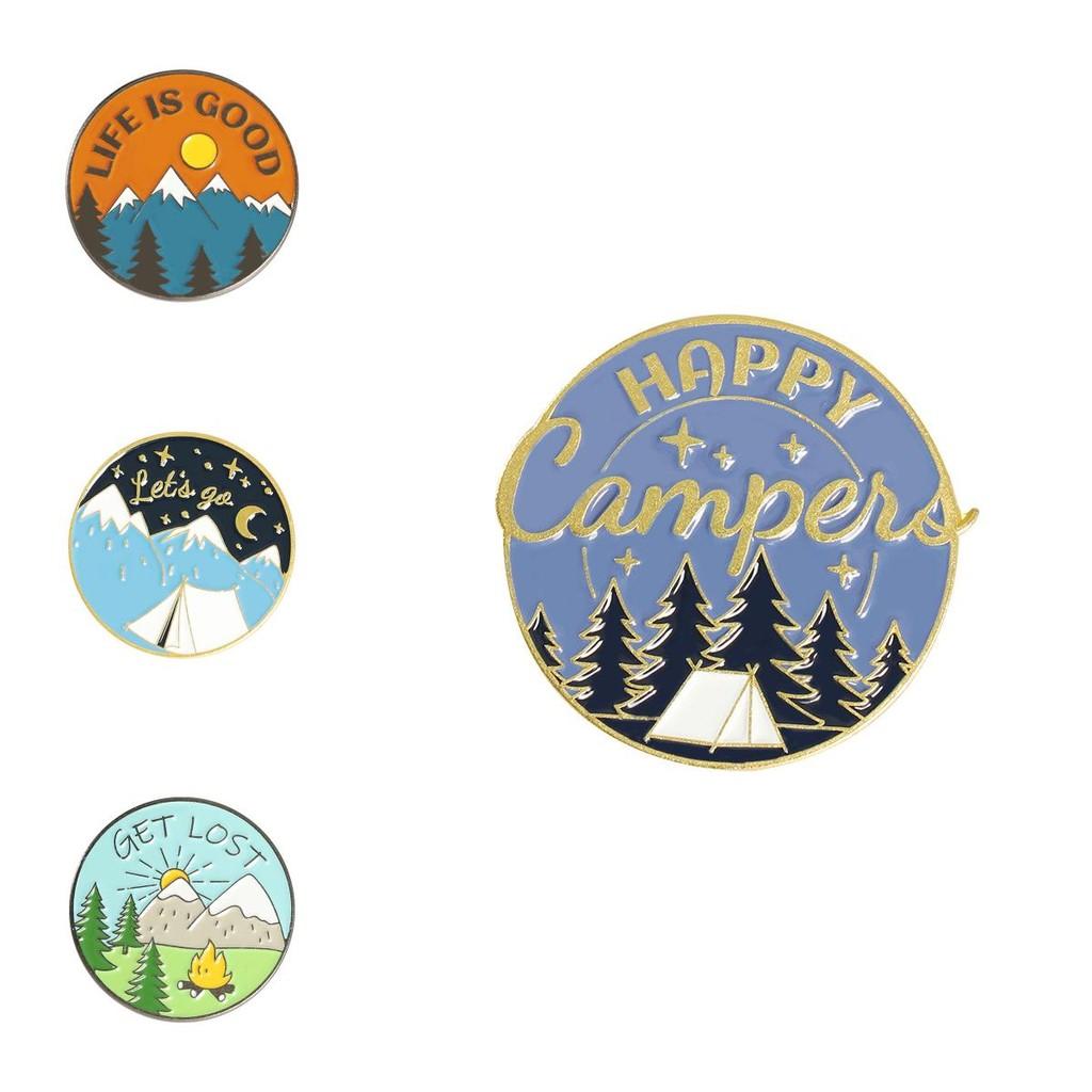 Creative Scenic Pattern Brooch Featuring Cartoon Peaks And Pine Trees In Vibrant Colors