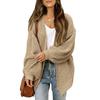Women's New Autumn/Winter Bell-Sleeve Sweater Women's Outerwear Chunky Knit Pocket Cardigan