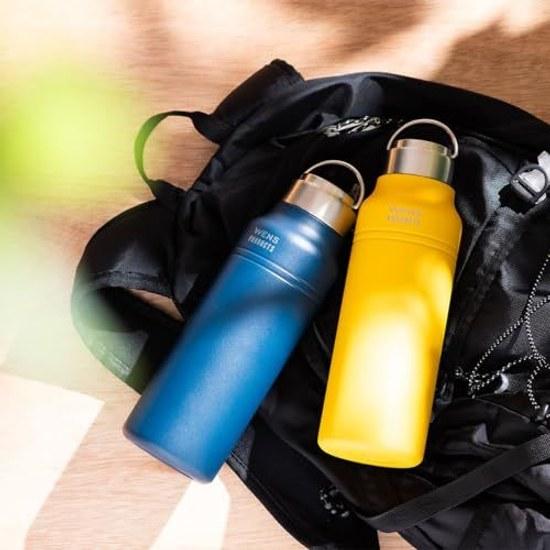 Atlas Water Bottle 700ml Insulated Vacuum Stainless Steel Mug Lightweight Direct Drinking Easy Clean Outdoor WENS Mustard AWPB-701MD