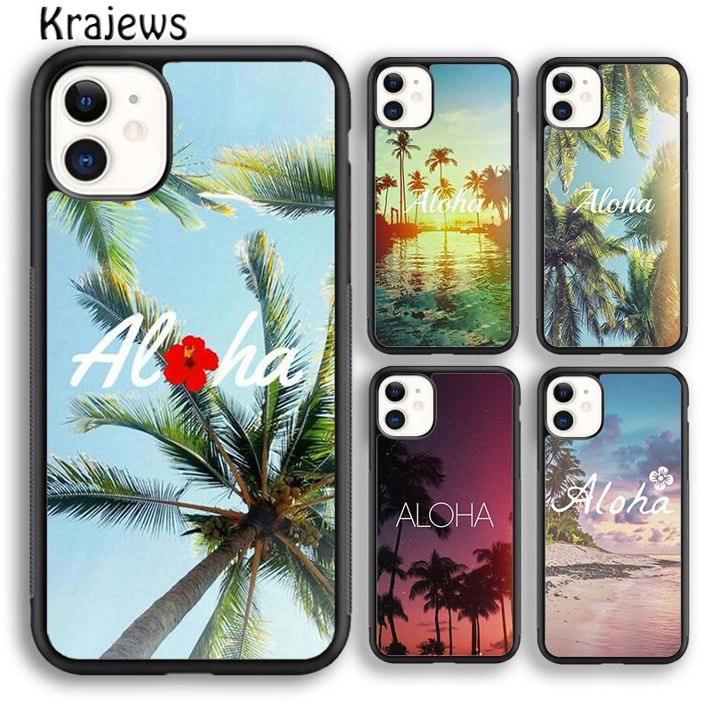 

Чехол для телефона Krajews Aloha Hawaii с гавайскими пляжными пальмами для iPhone 14 5S 6S 7 8 plus X XR XS 11 12 13 pro max Samsung S21 S22 ultra iPhone 6plus