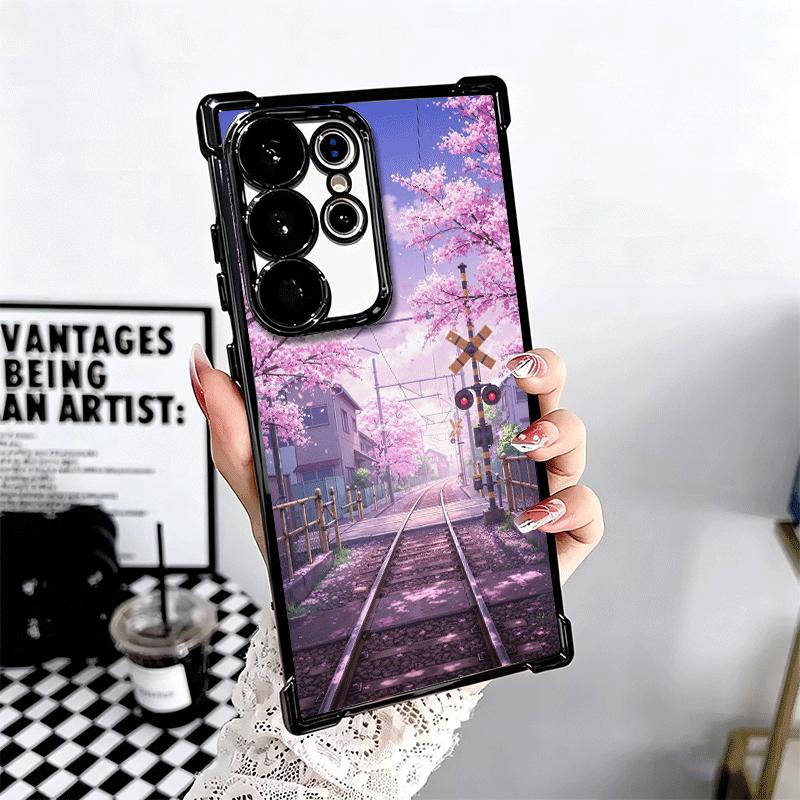Anime Aesthetic Scenery Plating Phone Case For Samsung Galaxy S24 S25 FE S26 Edge S23 Ultra S22 S21 Plus S20 Anti-Fall Airabag C