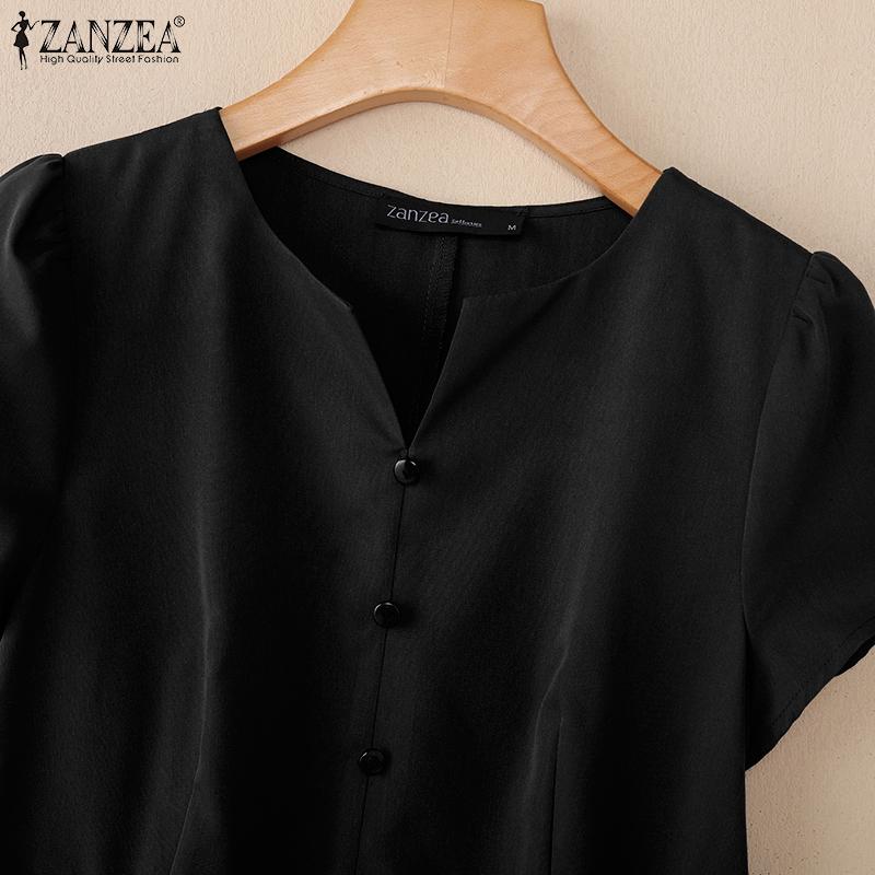 ZANZEA Women Summer Casual V-Neck Short Sleeve Dress