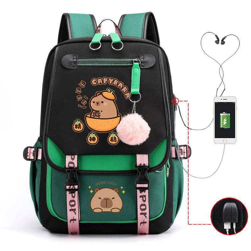 Campus Universal School Bag Kapibara Personality Trend USB Multifunctional Backpack Student New