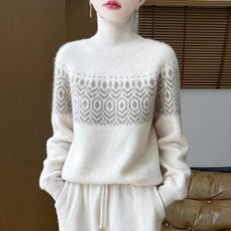 Warm Winter Women Sweater 100 Percent Wool Turtleneck Knit Pullover Thick Jumpers MODERN NEW SAGA Female Tops