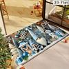 Gingerbread Train House Candy Pine Tree Snow Print Anti Slip Entry Mat Winter Xmas Seasonal Front Door Rug