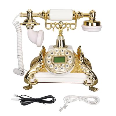 Retro Landline Button Dialing Corded Antique Telephone with Electronic Calendar Date Clock Week