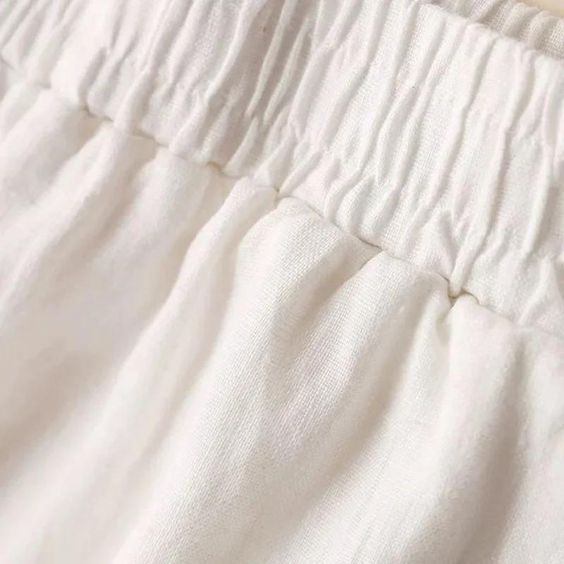 Spring Summer Women's Wide Leg Pants Linen High Waisted Loose Fitting Oversized Casual Cropped Pants Thin