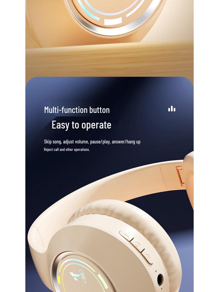Luminous Bluetooth Wireless Gaming Headphones with Heavy Bass & Card Slot