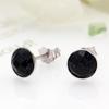 925 Sterling Silver Black Gold Sand Crystal Earrings, Korean Style Fashion Men's Studs