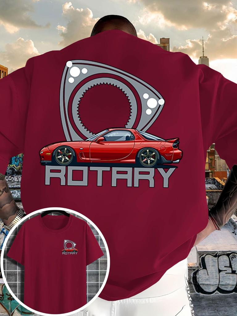 New UnisexS TShirt Featuring A Easy Solid Color Design with A Red Sports Car and ROTARY Along Unisexs Tshirts for Summer