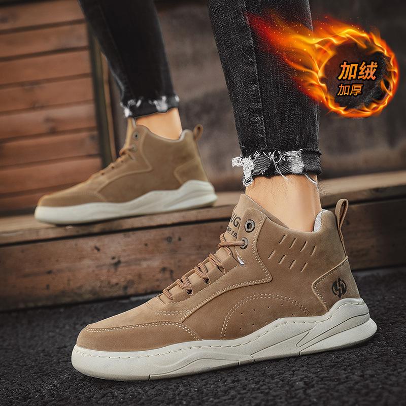 Fashion Ankle Boots for Men Snow Boots Winter Warm Lace-up Men Shoes 2024 New Fashion Plush Winter Shoes Men's Tooling Boot