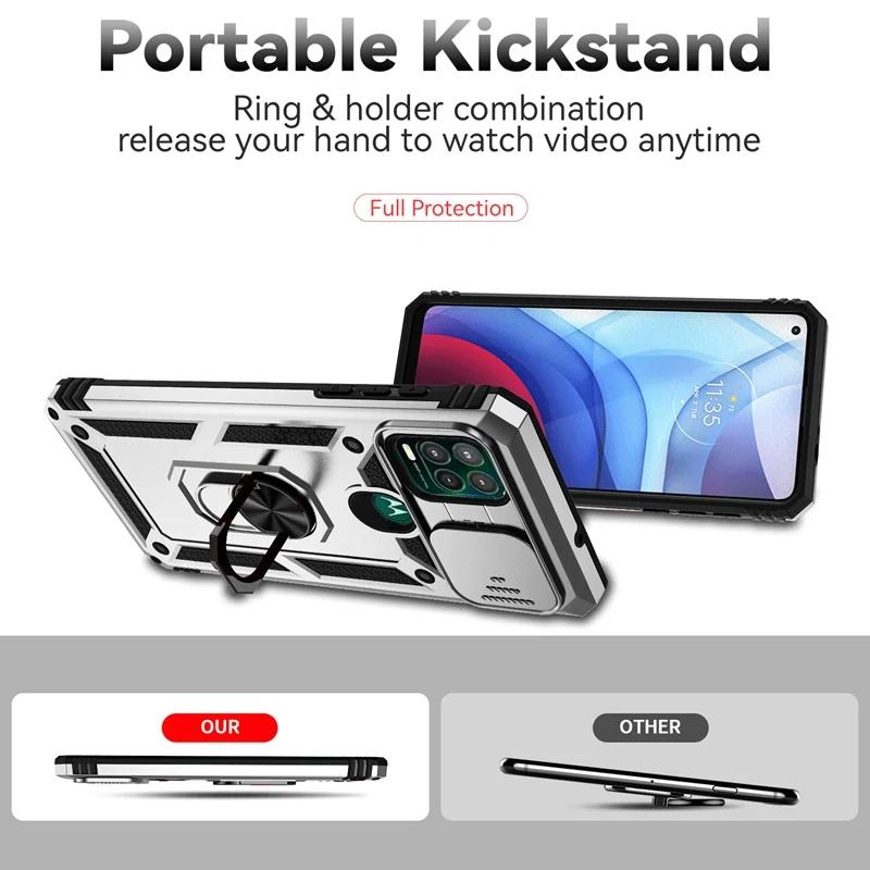 Slide Camera Protect Phone Case For Motorola Moto G Stylus 5G 2021 Ring Holder Kickstand Armor Cover MotoG Stylus 5G 2021 Cases