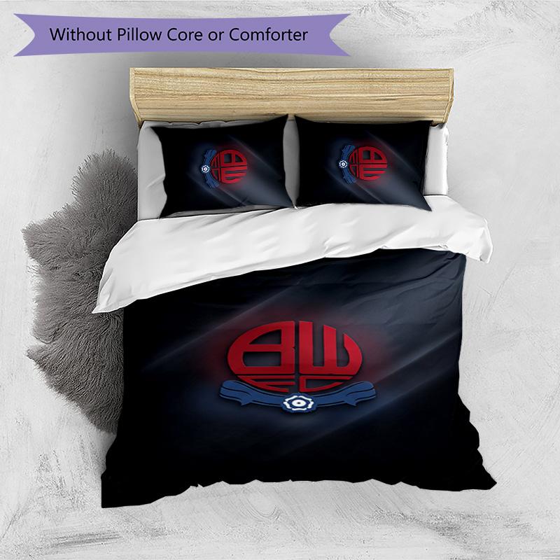 Bolton Wanderers FC Bedrucktes 3-teiliges Bettwäsche-Set Atmungsaktiver Bettbezug mit Kissenbezügen Dekorative Bettwäsche für Schlafzimmer Zuhause
