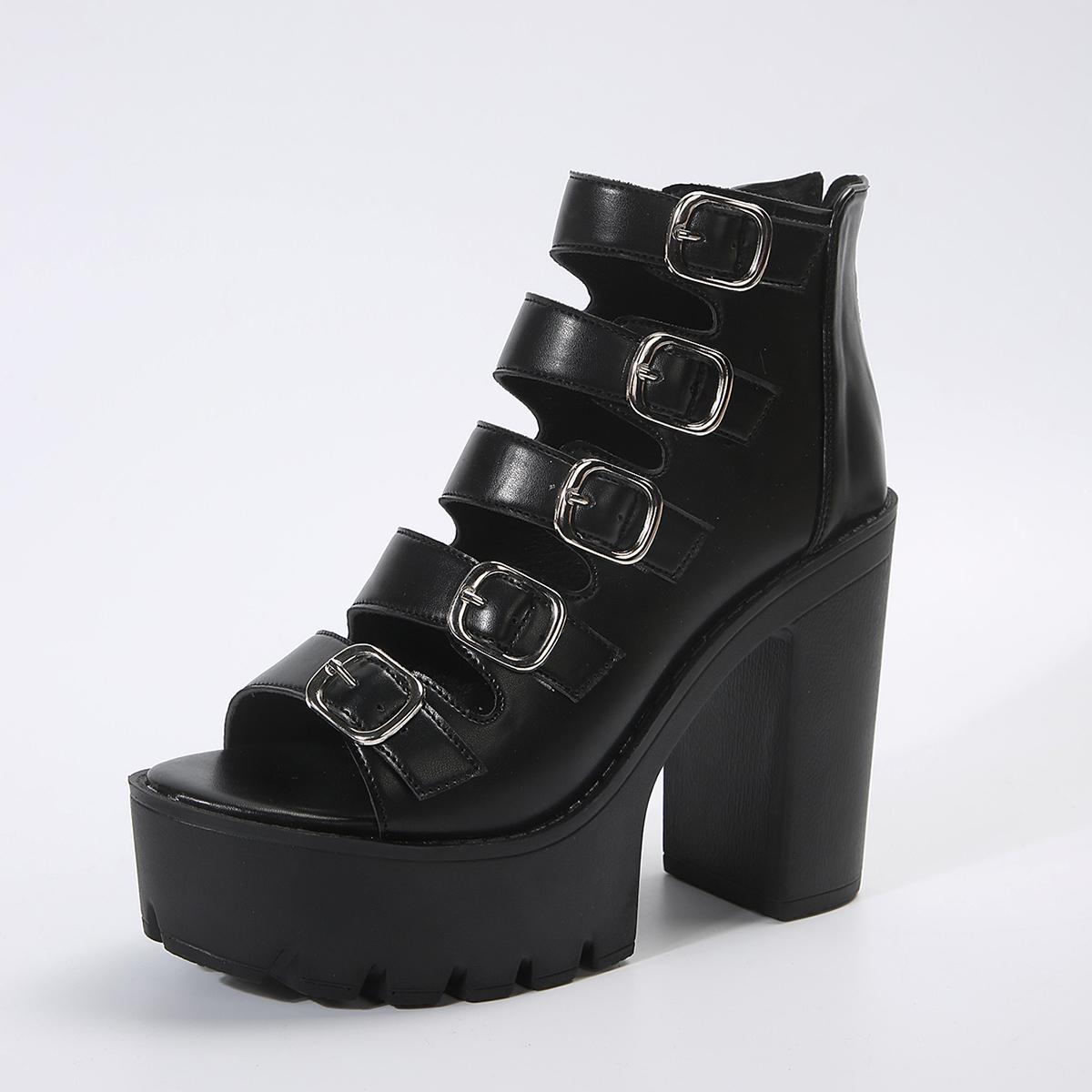 

2024 Женские босоножки на высоком каблуке Летние босоножки на платформе 2024 Женские гладиаторские сандалии с пряжкой на щиколотке Черные женские босоножки на блочном каблуке 41 чёрный