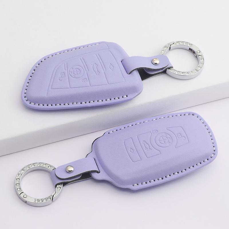 Housse en Cuir pour Clé à Lame BMW Série 5, Série 3, X3, X1, X5, X6 avec Boucle
