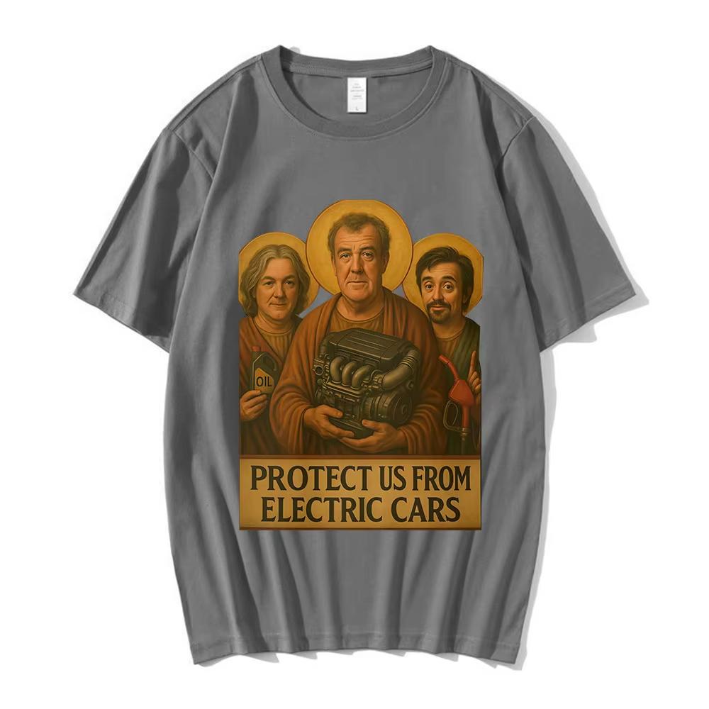 Jeremy Clarkson Beschütze uns vor Elektroautos Lustiges Meme Grafik T-Shirt Unisex Damen Lässig Baumwolle Übergroße T-Shirts Streetwear