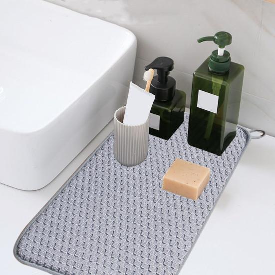 Dish Drying Mat Strong Microfiber Water Absorption Hanging Quick Dry Hole Countertop Sink Draining